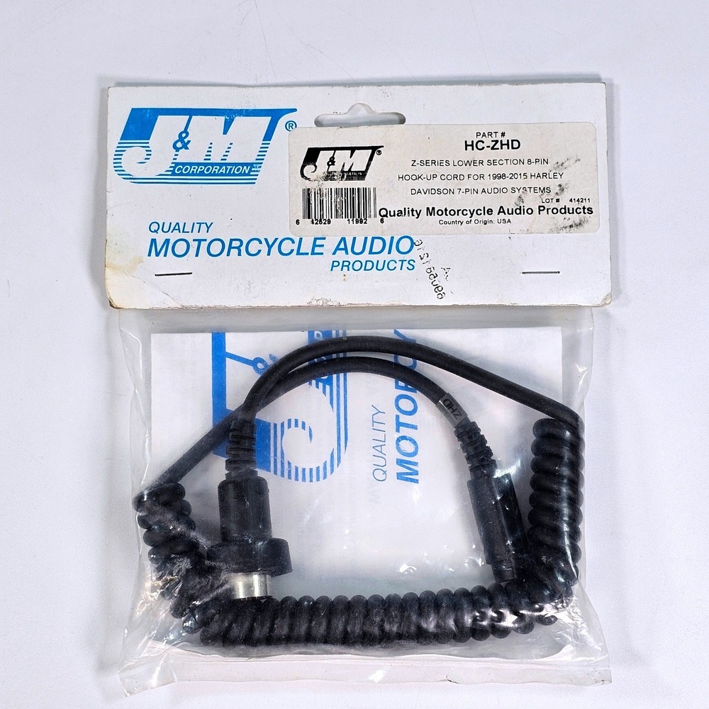 J&M HC-ZHD Z-Series 8-Pin Hook-Up Cord for 1998-2015 Harley 7-Pin Audio Systems
